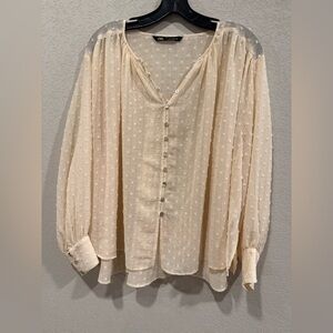 Zara Cream Button-Up Blouse